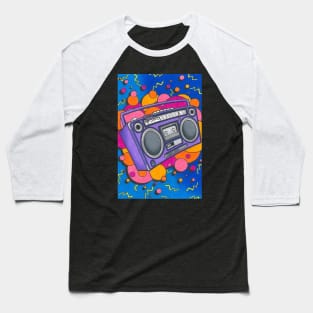 80s Boom Box Pattern Baseball T-Shirt